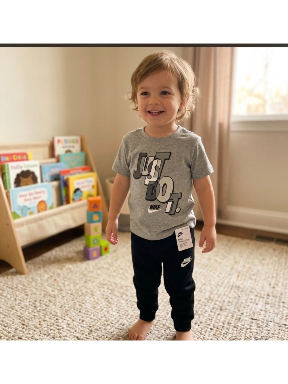 Nike Toddler Boys 2-Piece Set "Just Do It" Graphic Tee & Black Joggers Size 4 XS